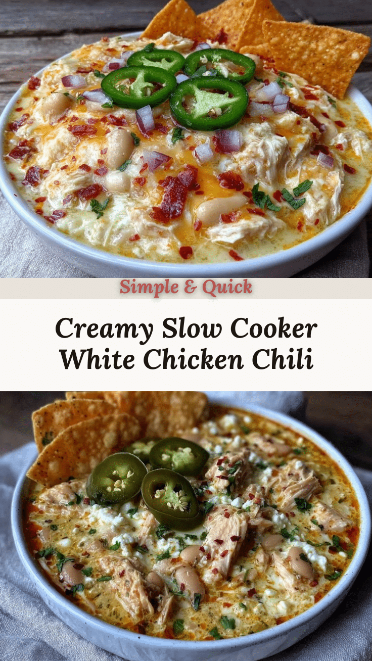 creamy slow cooker white chicken chili recipe