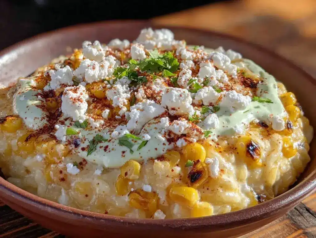 creamy street corn risotto - featured image