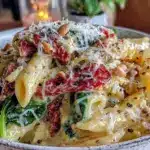 creamy Tuscan sun-dried tomato penne with spinach - featured image