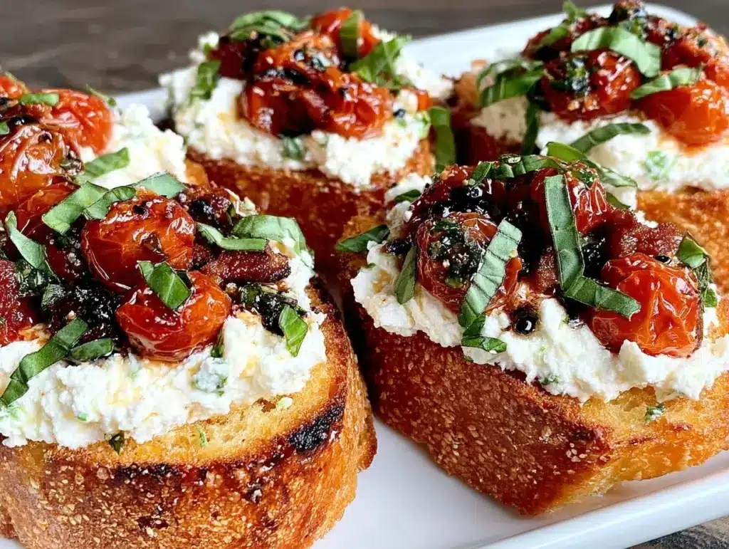 creamy whipped feta crostini - featured image