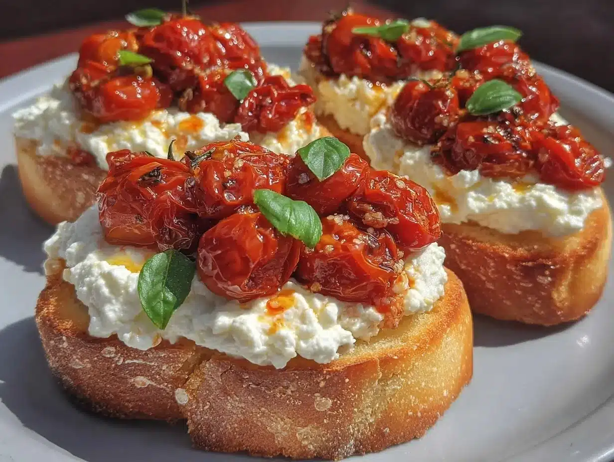 creamy whipped feta crostini preparation steps