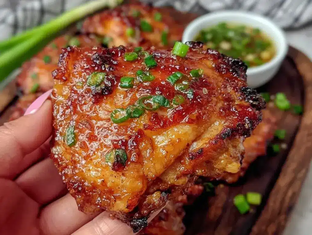 crispy air fryer miso chicken thighs - featured image