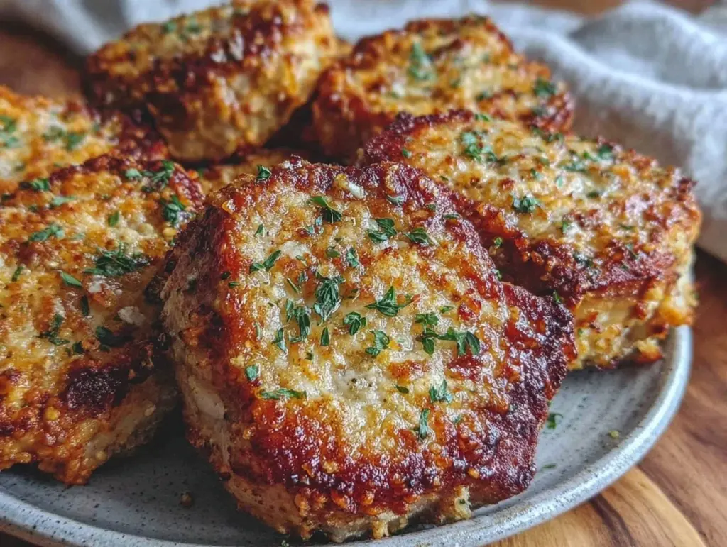 crispy air fryer parmesan crusted pork chops - featured image
