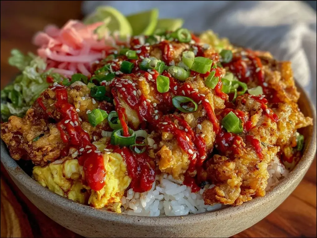 crispy korean fried chicken burrito bowl - featured image
