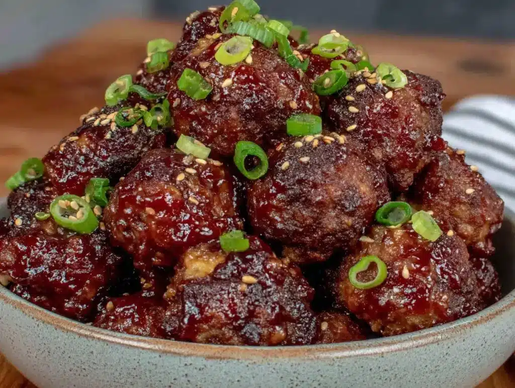 crockpot miso honey meatballs - featured image