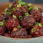 crockpot miso honey meatballs - featured image