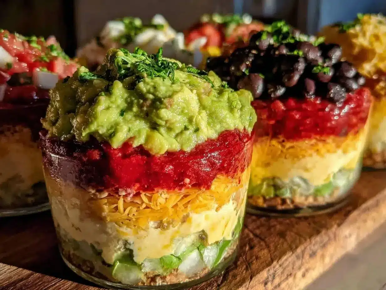 easy 7-layer dip cups preparation steps