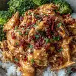 easy crockpot thai peanut chicken - featured image