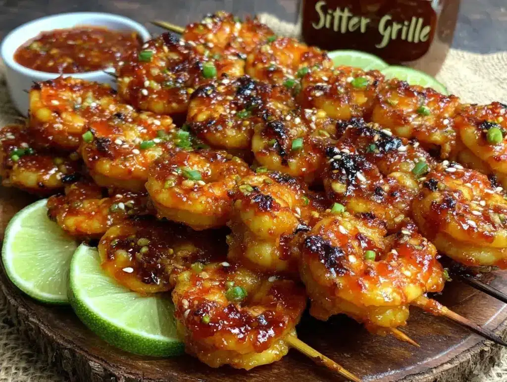 firecracker grilled shrimp skewers - featured image