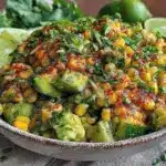 fresh cucumber avocado corn salad - featured image