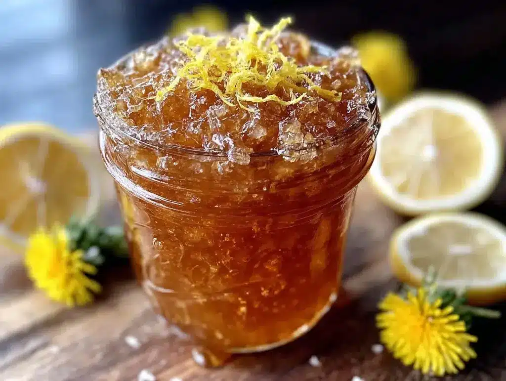 fresh dandelion honey jelly - featured image