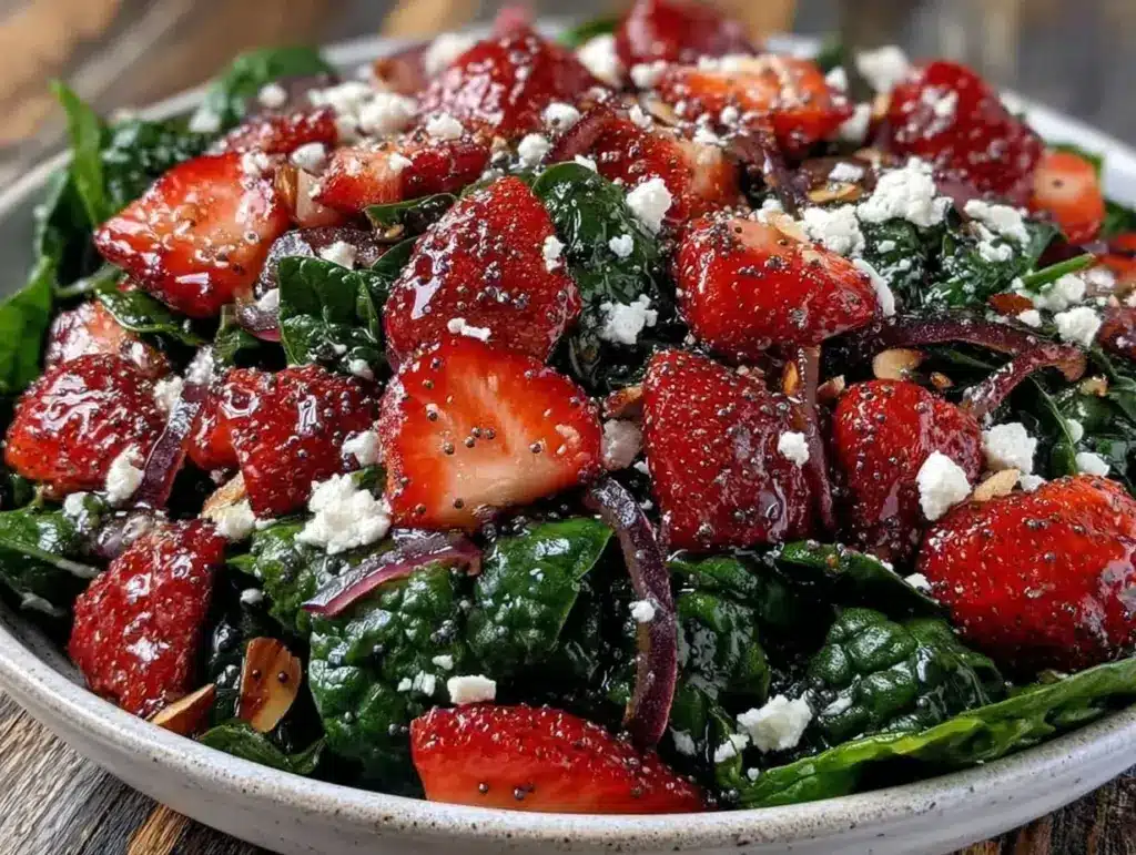 fresh strawberry spinach salad - featured image