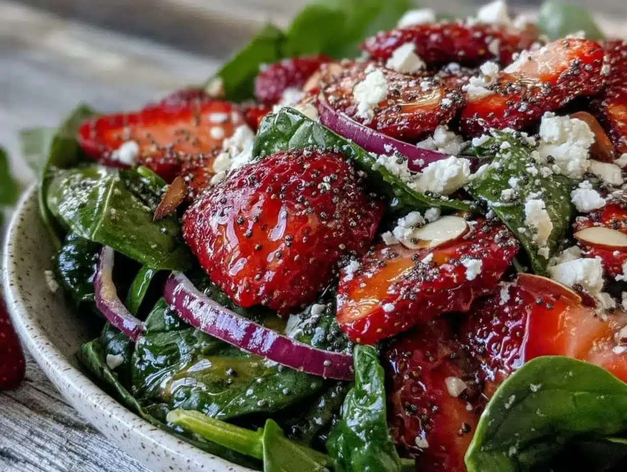 fresh strawberry spinach salad preparation steps