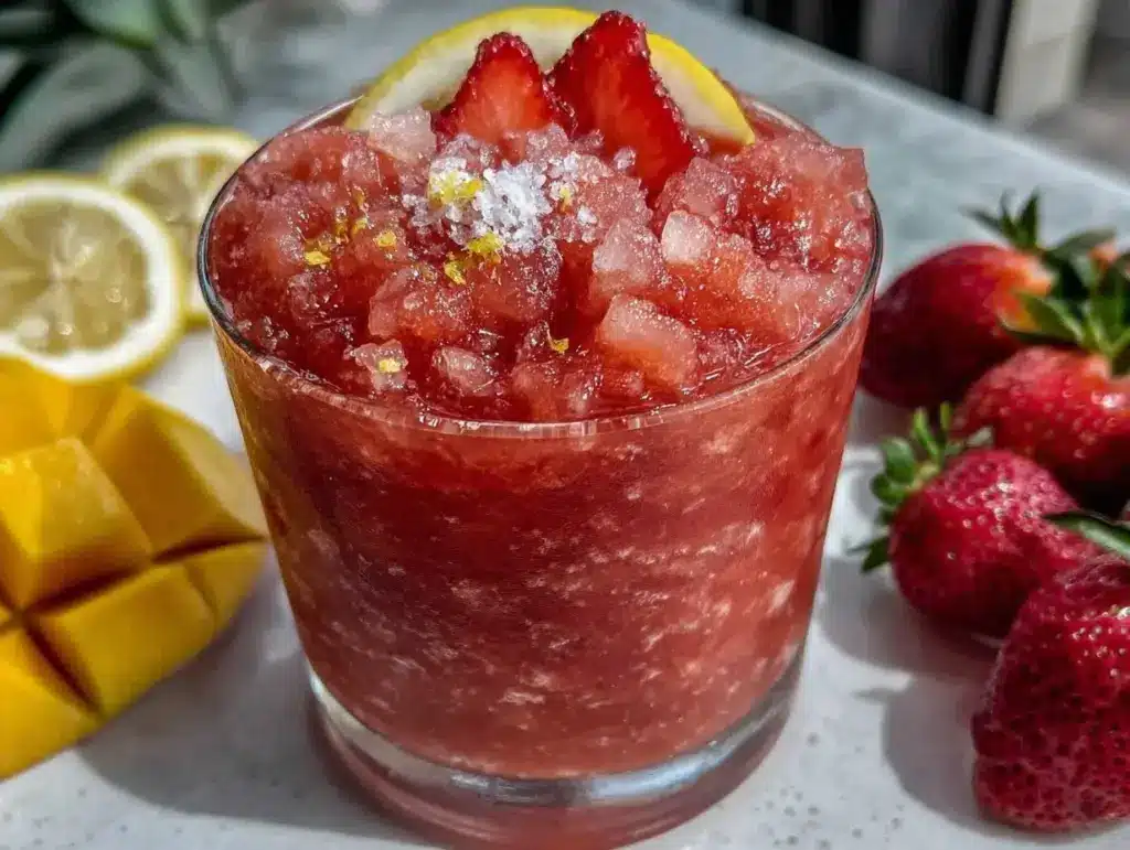 frozen strawberry mango lemonade slush - featured image