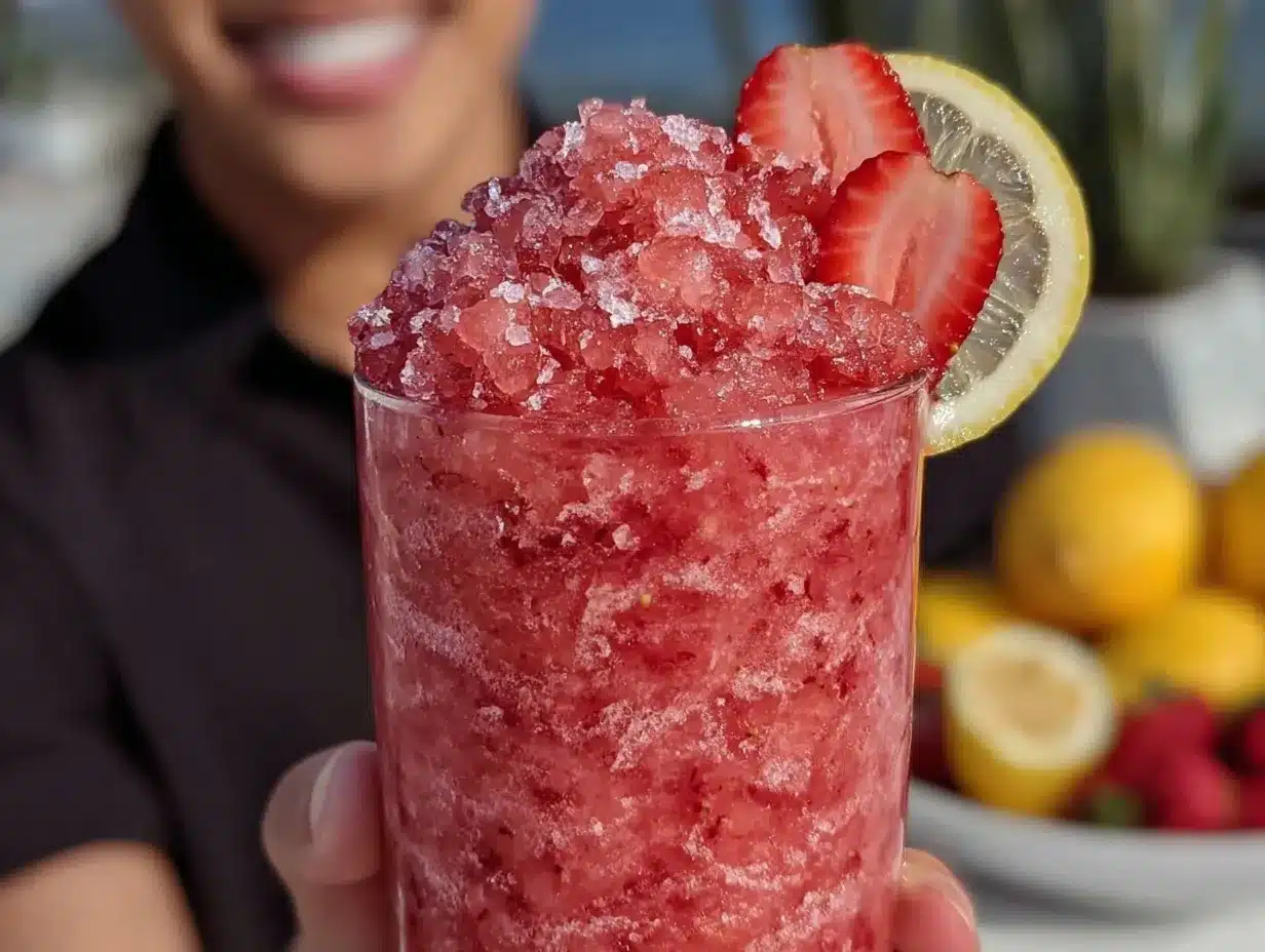 frozen strawberry mango lemonade slush preparation steps
