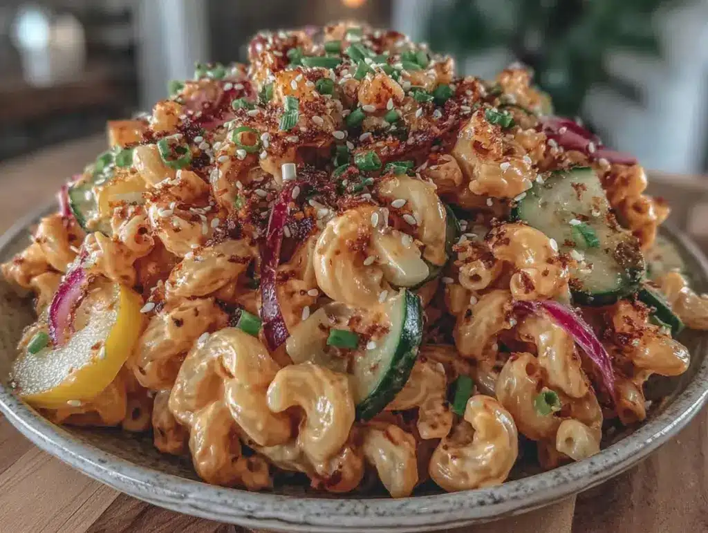 gochujang macaroni salad - featured image