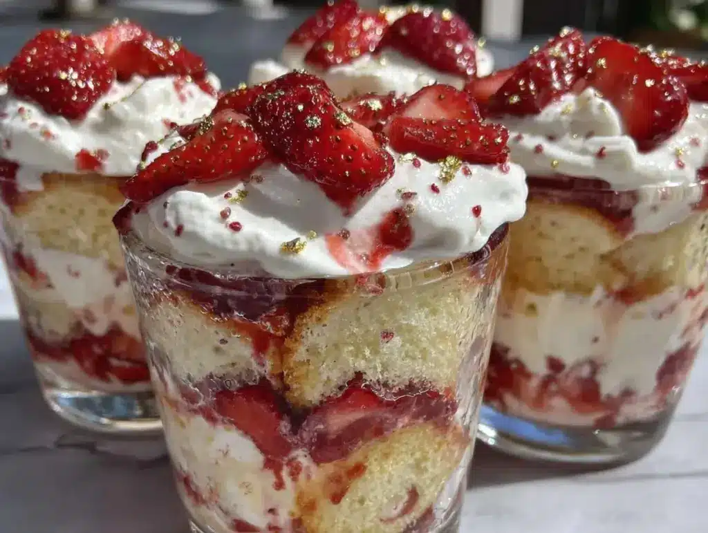 heart-shaped strawberry shortcake trifle cups - featured image