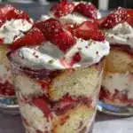 heart-shaped strawberry shortcake trifle cups - featured image