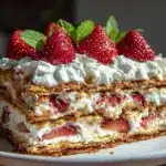 no bake strawberry icebox cake - featured image