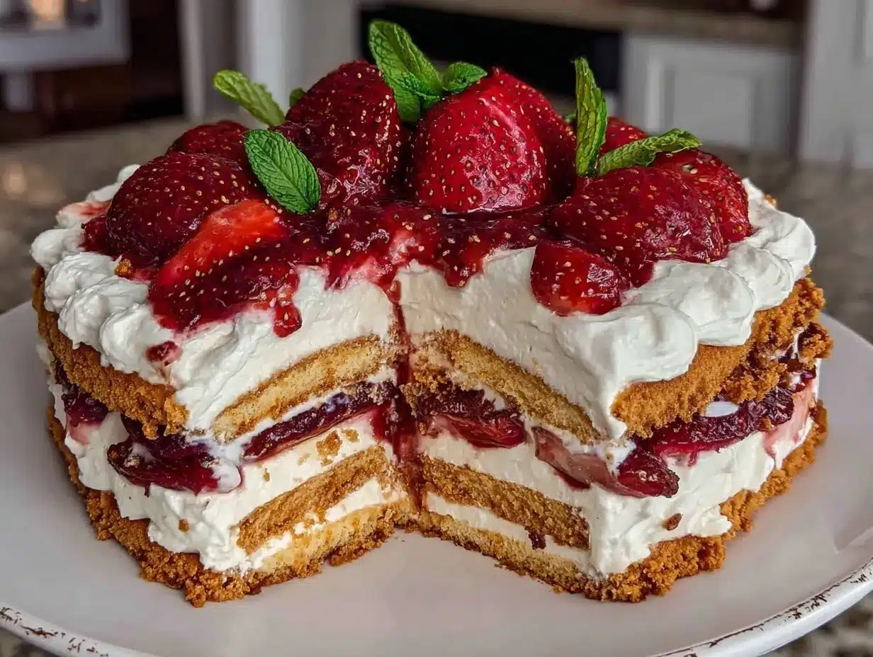 no bake strawberry icebox cake preparation steps
