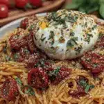 one-pot summer tomato basil pasta with burrata - featured image