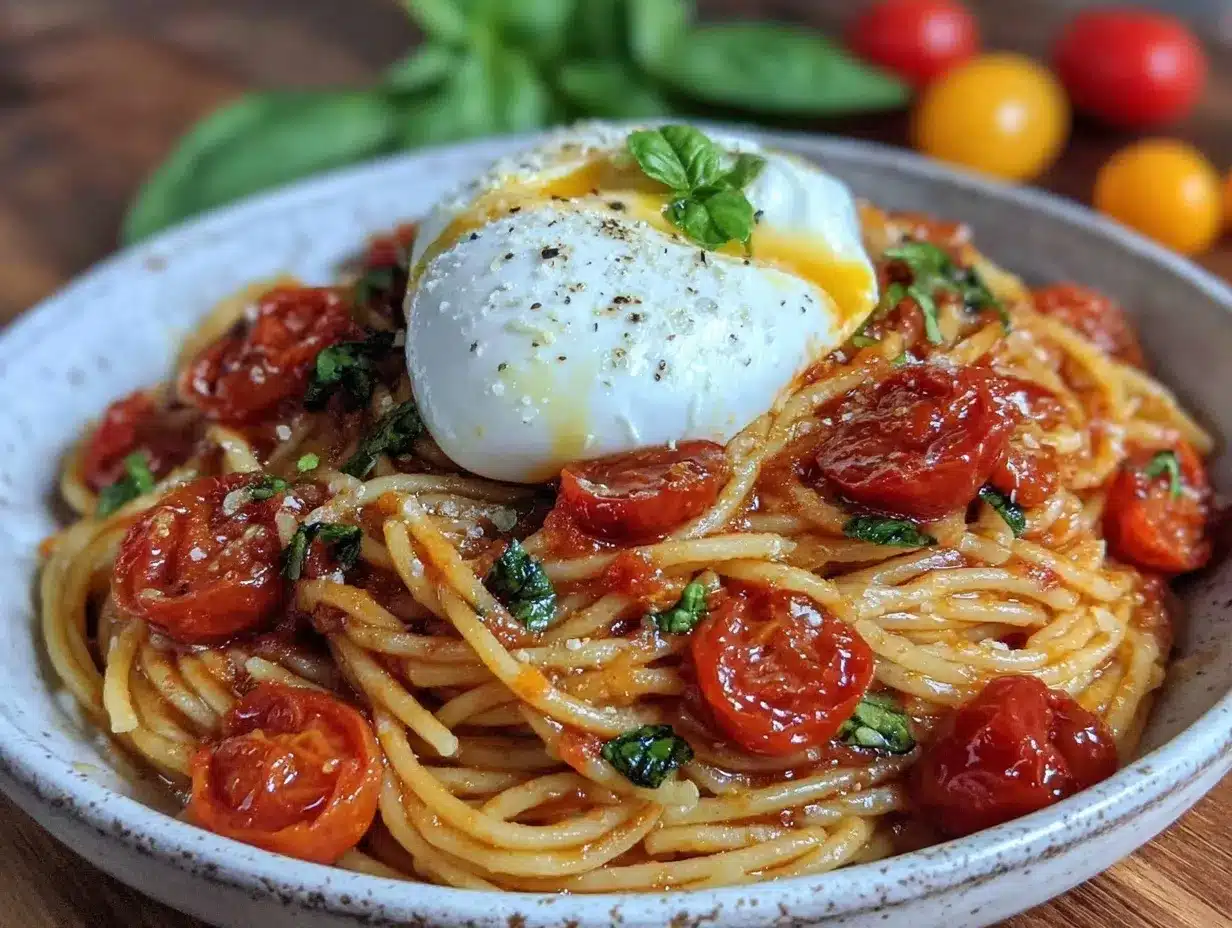 one-pot summer tomato basil pasta with burrata preparation steps