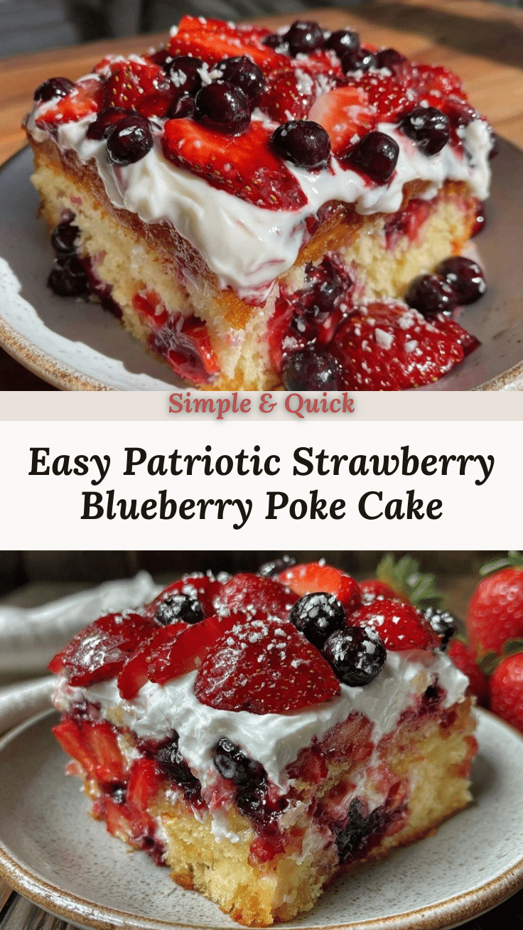 patriotic strawberry blueberry poke cake recipe