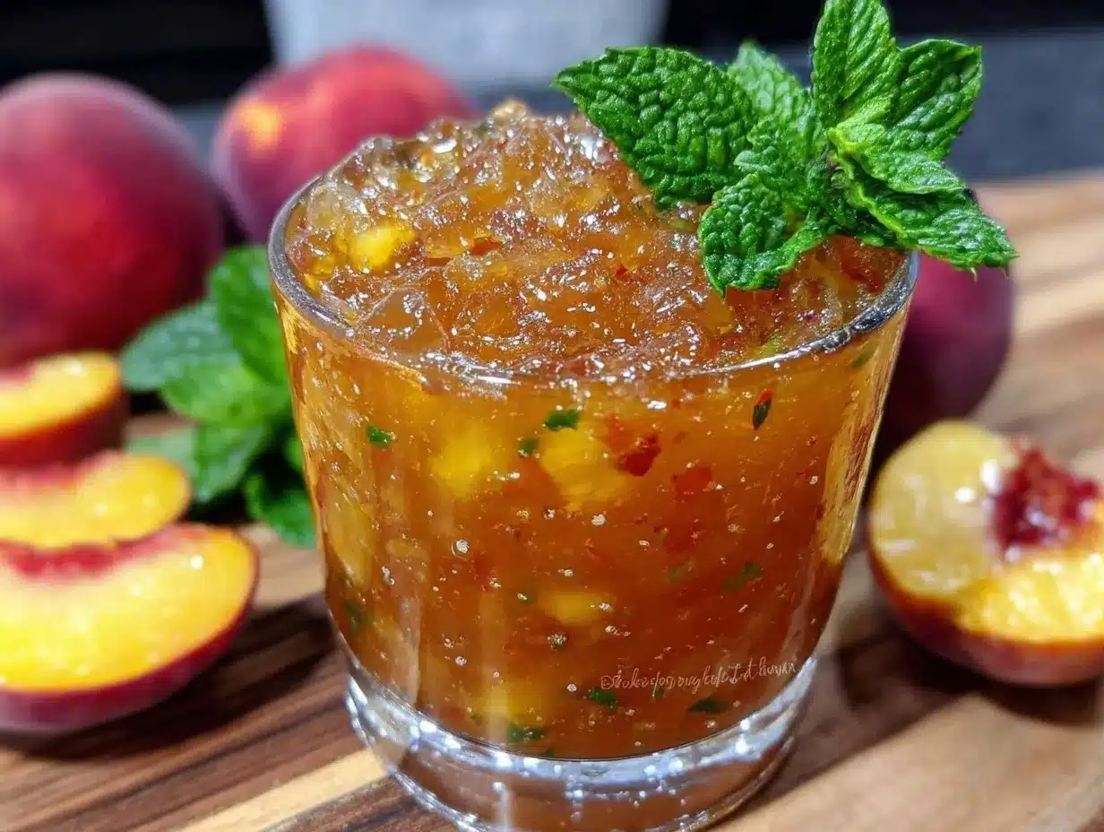 Peach Bourbon Smash Cocktail preparation steps