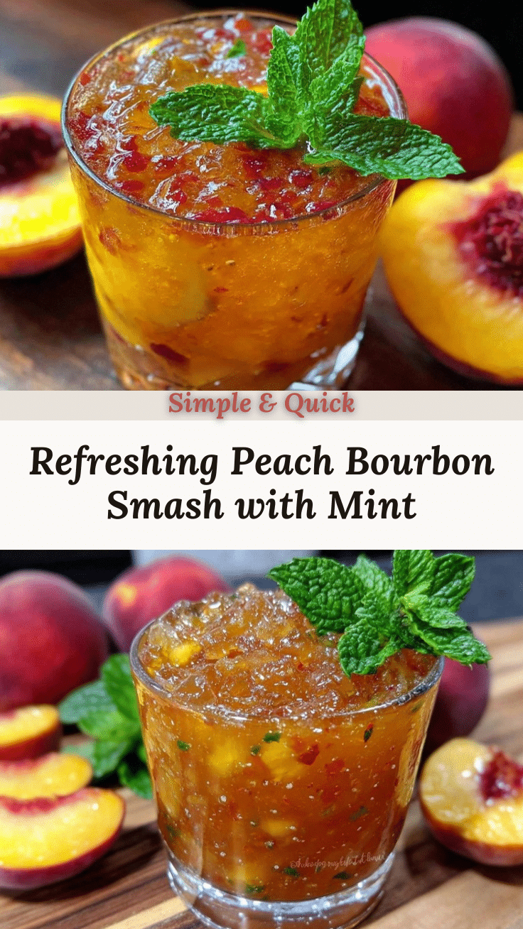Peach Bourbon Smash Cocktail recipe