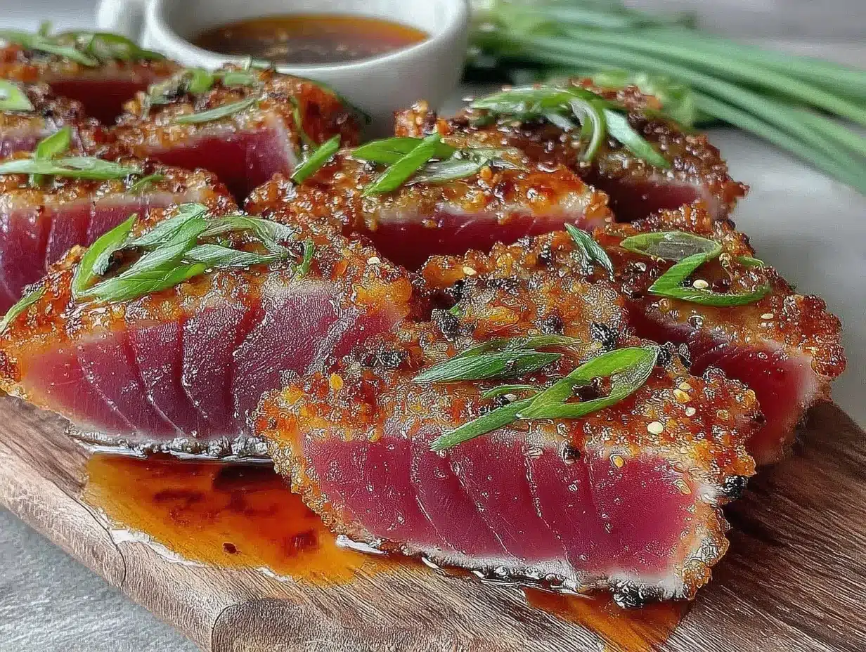 pink salt seared tuna preparation steps