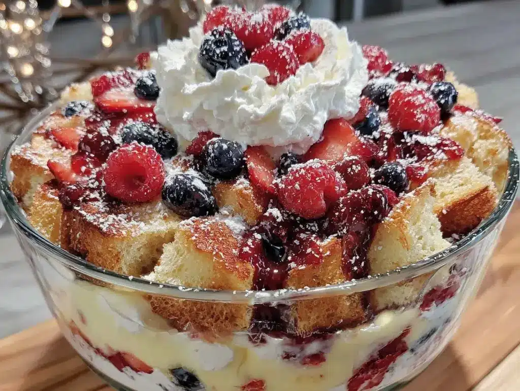 red white and blue berry trifle - featured image