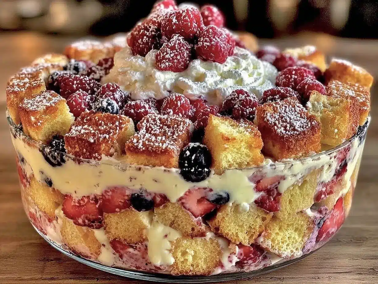 red white and blue berry trifle preparation steps