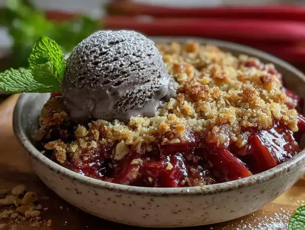 rhubarb miso crumble - featured image