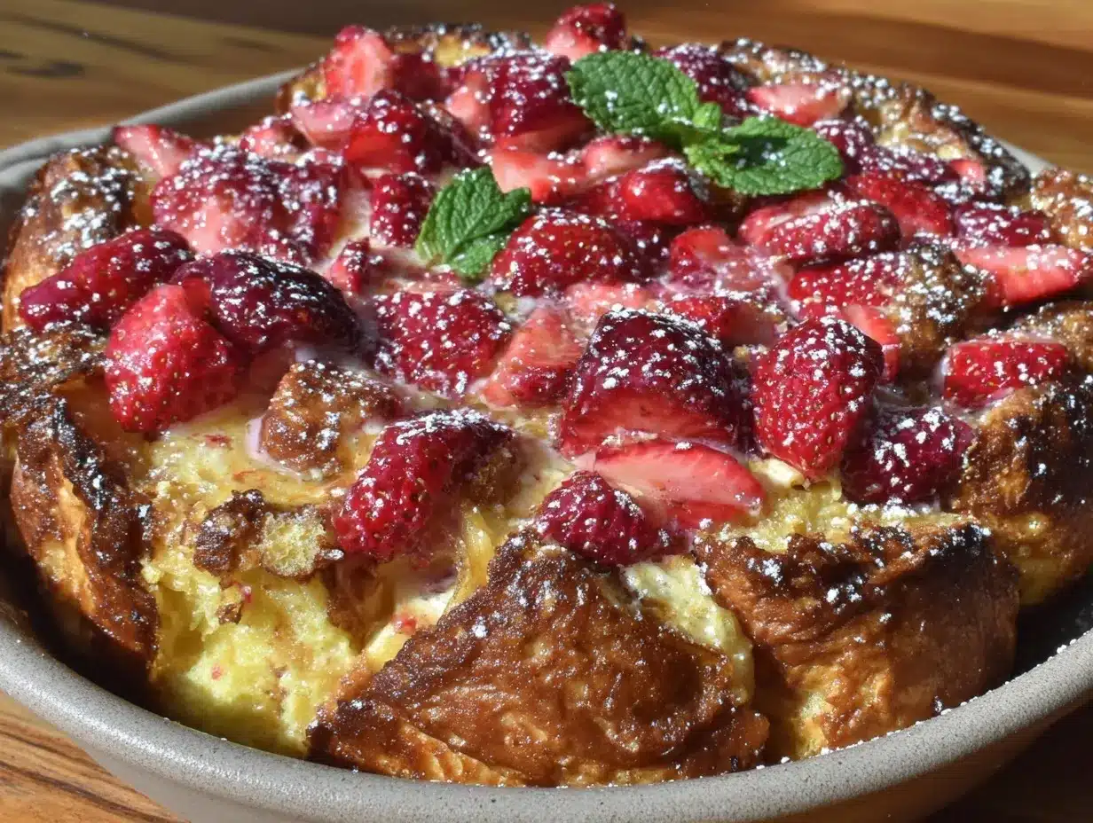 Strawberry Champagne French Toast Bake preparation steps