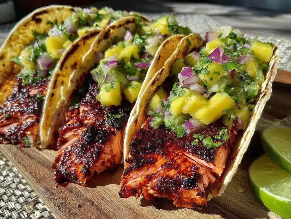 blackened salmon tacos - featured image