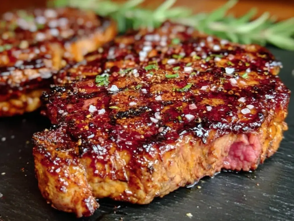 bourbon glazed smoked ribeye steak - featured image