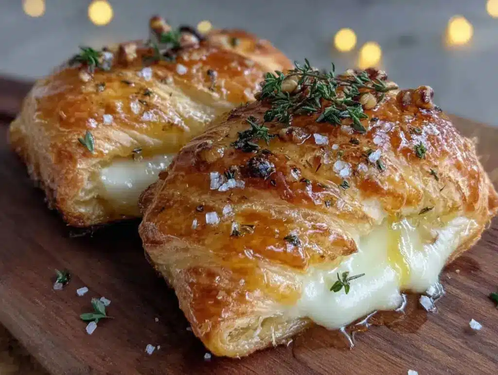 brie and honey puff pastry braid - featured image