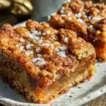 brown butter rhubarb crumble bars - featured image