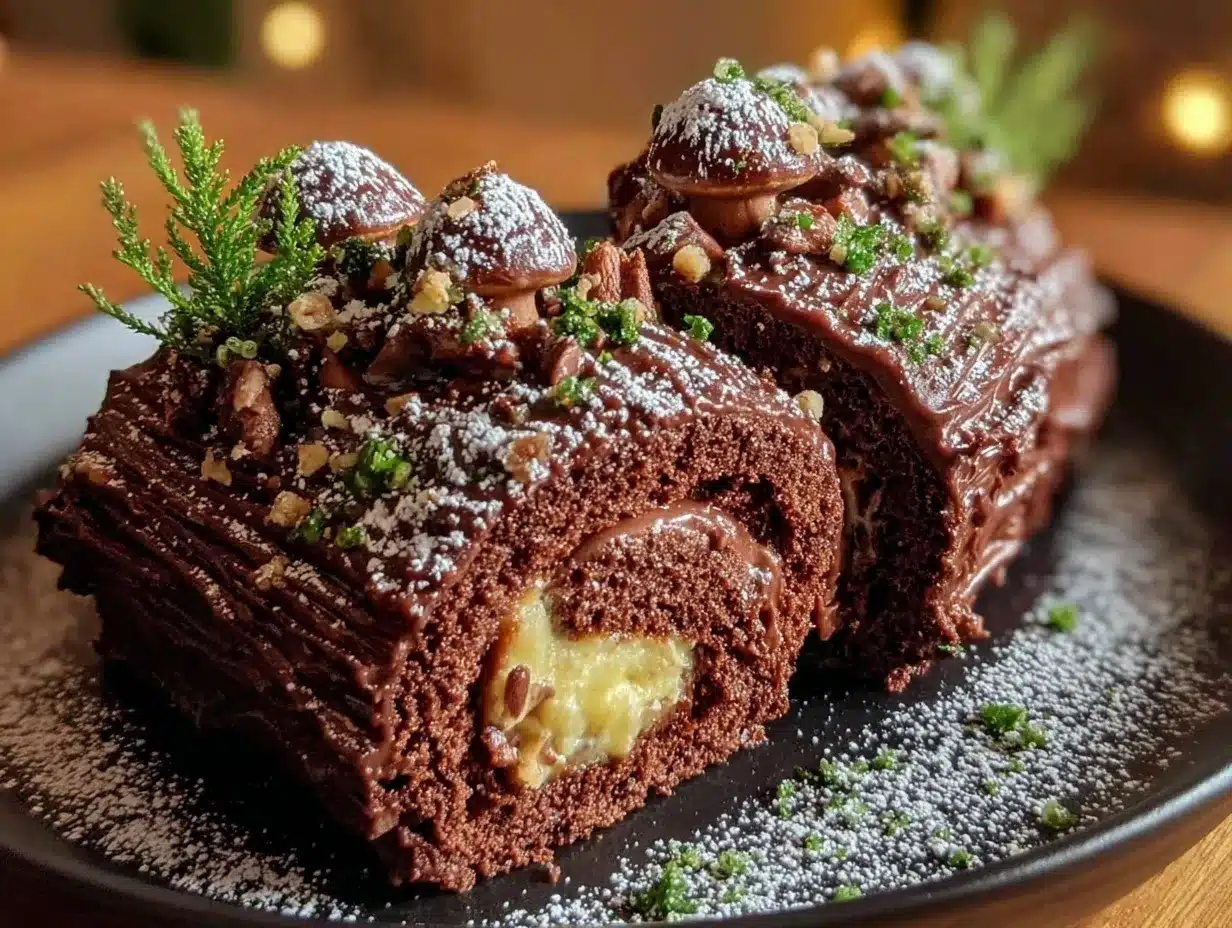 Bûche de Noël Yule Log Cake preparation steps