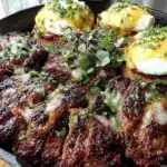 cast iron steak and eggs benedict - featured image