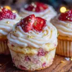 champagne strawberry cupcakes - featured image
