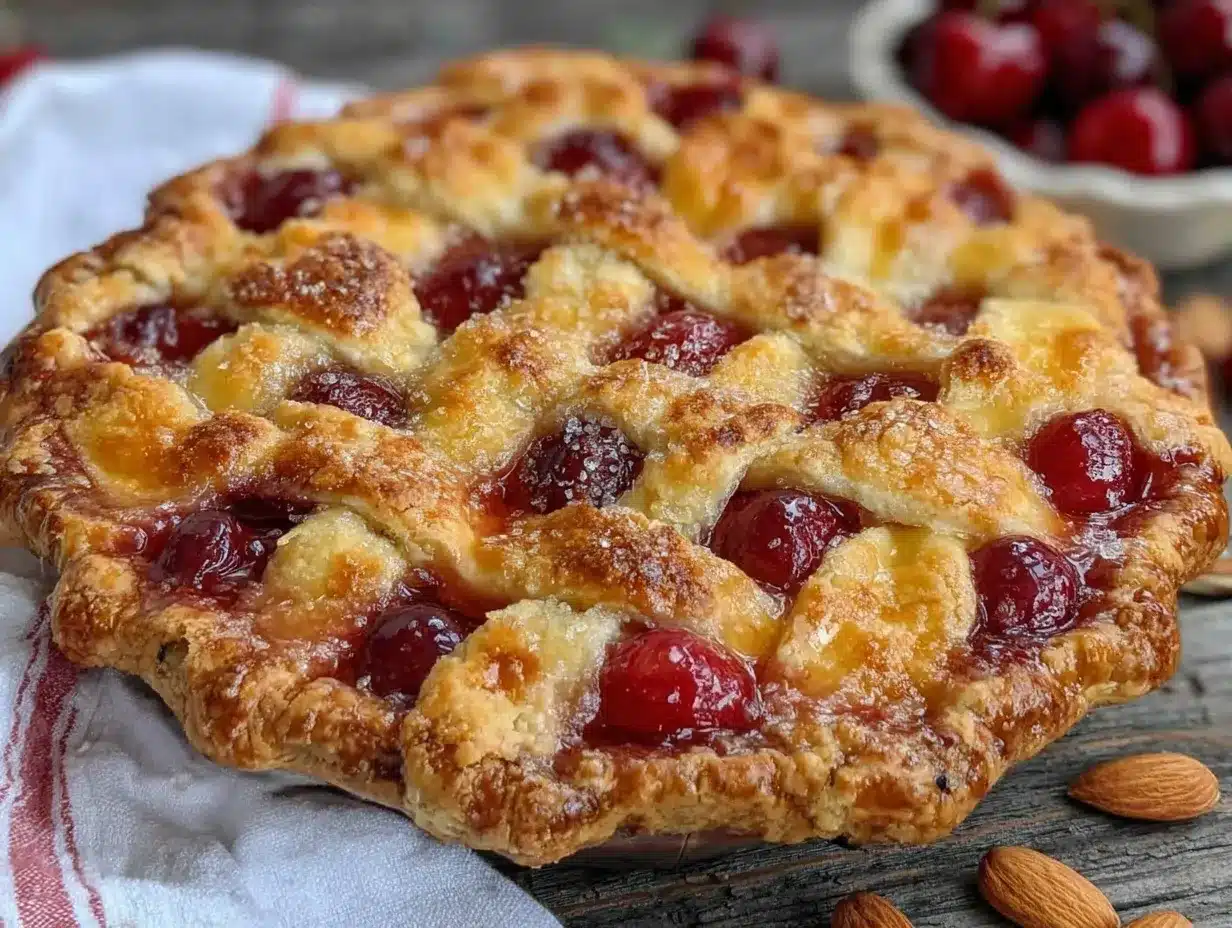 cherry pie with almond lattice crust preparation steps