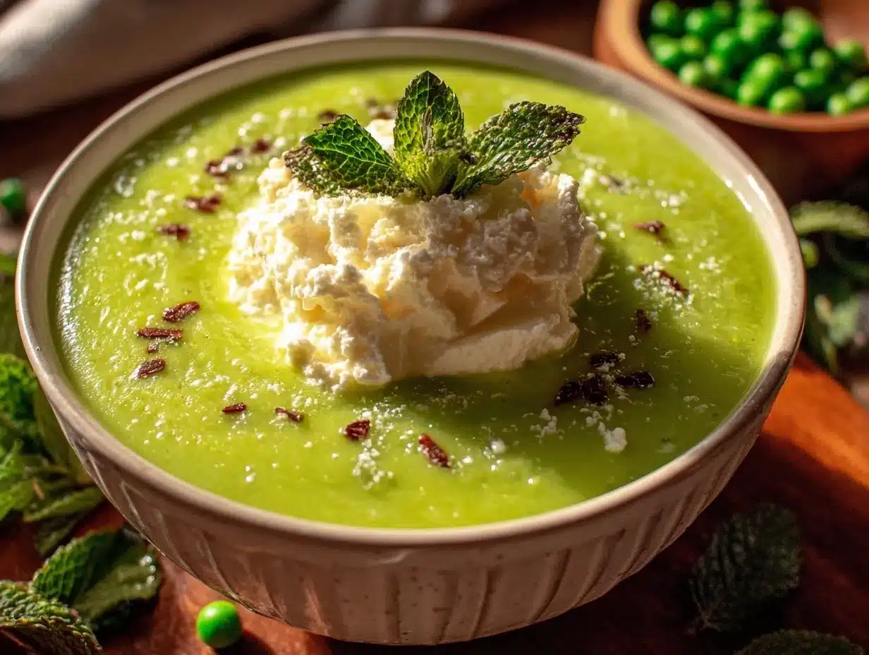 chilled pea and mint soup preparation steps