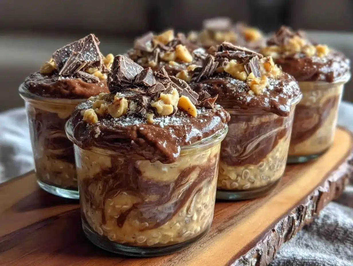 chocolate peanut butter overnight oats preparation steps