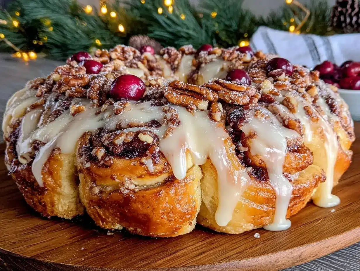 christmas morning cinnamon roll wreath preparation steps