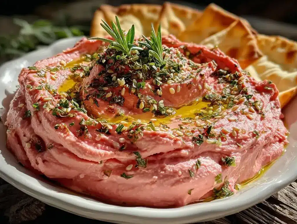 creamy beet hummus - featured image