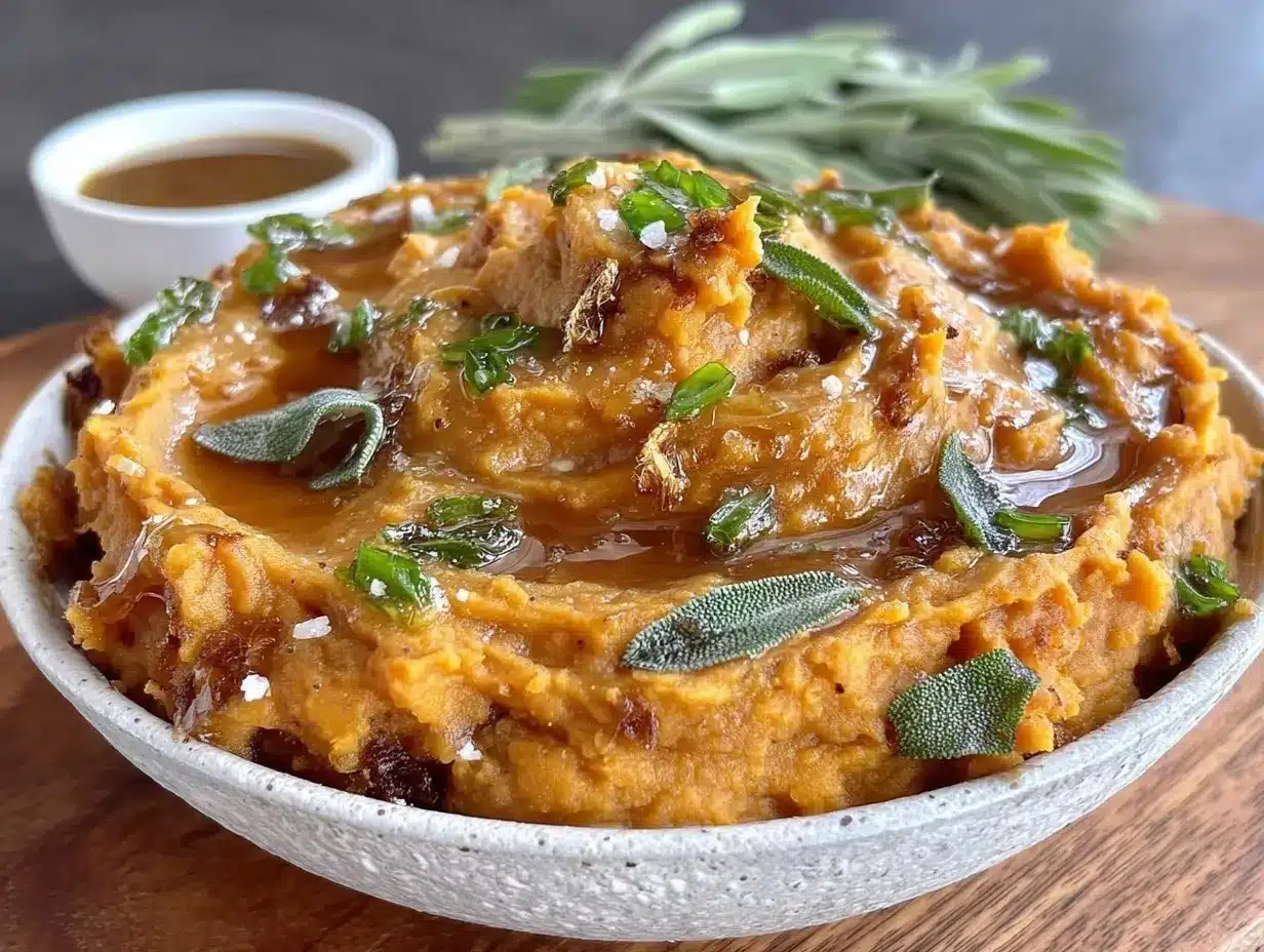 creamy brown butter sage mashed sweet potatoes preparation steps