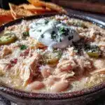 creamy crockpot white chicken chili - featured image