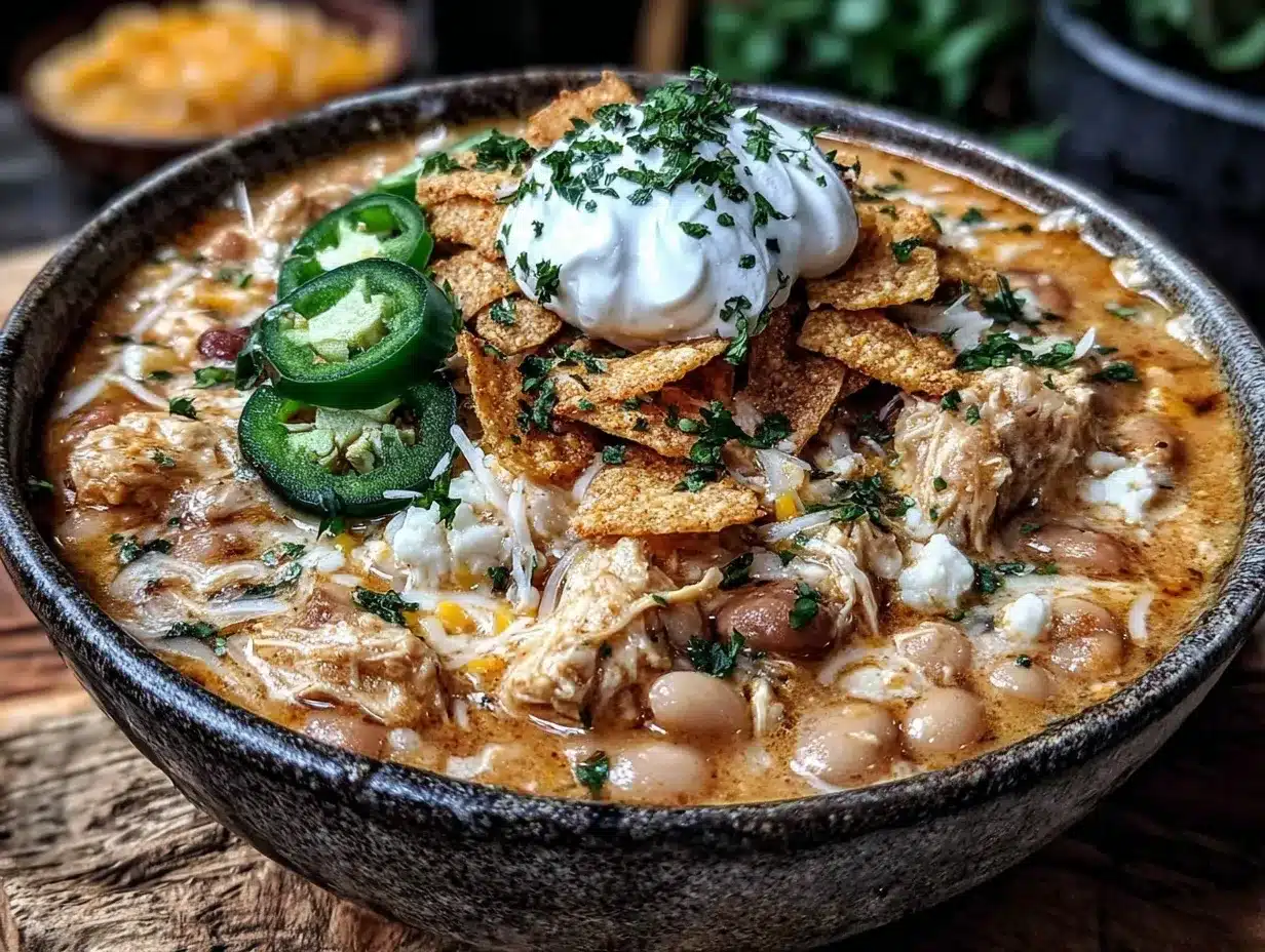 creamy crockpot white chicken chili preparation steps