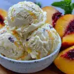 creamy peach ice cream in a bag - featured image